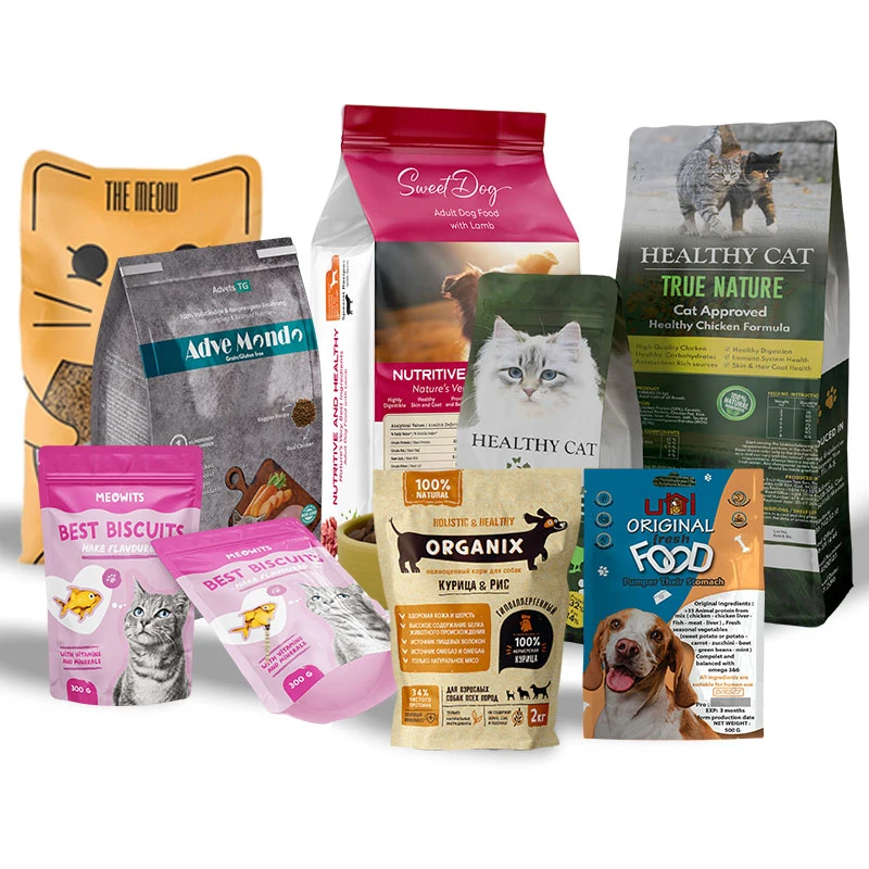 Custom Printed Ziplock Flat Bottom Dog Cat Pet Food Packaging Bags