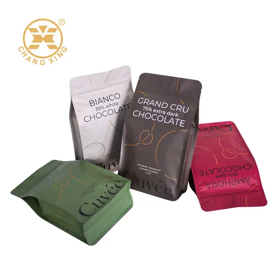 Custom Food Packaging Bag Flat Bottom Pouch Ziplock Bag for Coffee Stand up Pouch