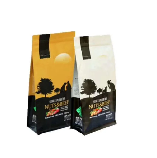Biodegradable Custom Printed Flat Bottom Zipper Black Kraft Paper Coffee Bean Food Packaging Bag