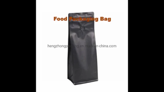 Biodegradable Custom Printed Flat Bottom Zipper Black Kraft Paper Coffee Bean Food Packaging Bag