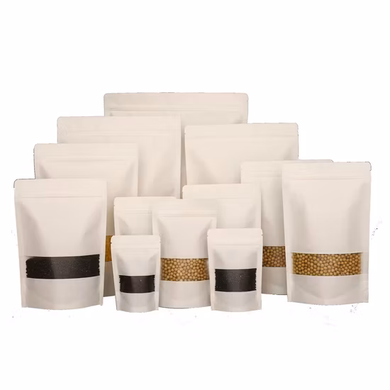 Biodegradable Custom Printed Flat Bottom Zipper Black Kraft Paper Coffee Bean Food Packaging Bag